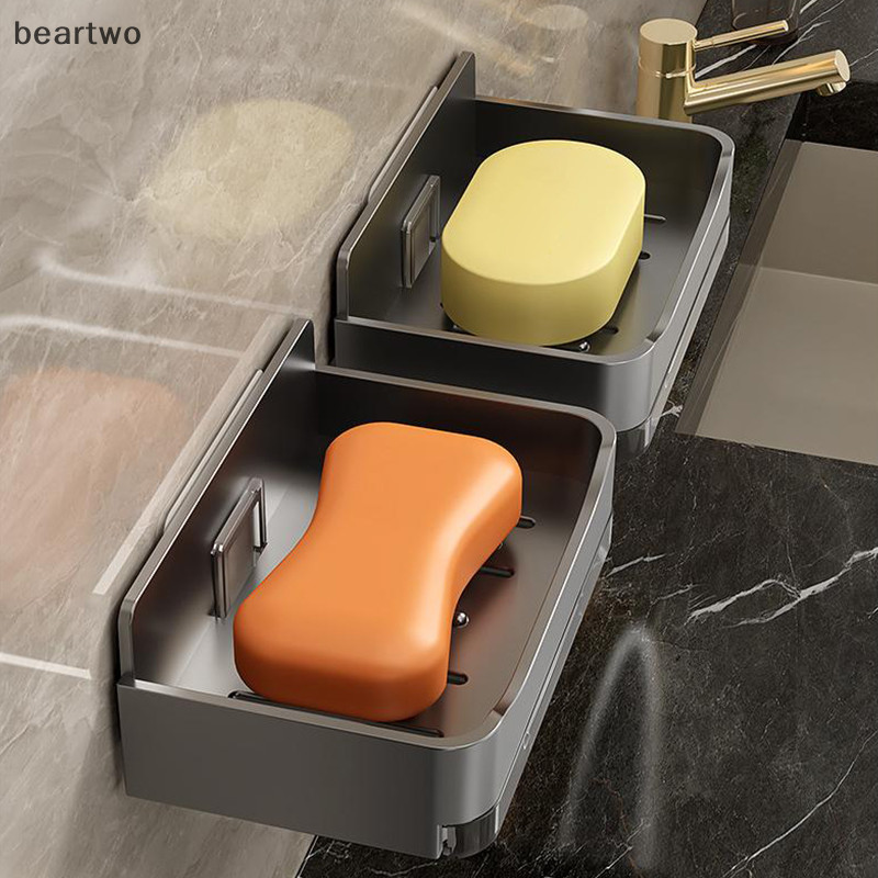 < Beartwo > Hộp đựng xà phòng phòng tắm Giá đỡ xà phòng treo tường tự do Dụng cụ sắp xếp xà phòng thoát nước đôi Món ăn phòng tắm Phụ kiện đẹp