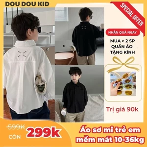 SM03 Áo Sơ Mi Thêu Lưng Bé Trai Đẹp 11-36kg,Chất Thô Hàn Cotton Đẹp