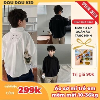 [DOUDOU KID] SM03 Áo Sơ Mi Thêu Lưng Bé Trai Đẹp 11-36kg,Chất Thô Hàn Cotton Đẹp
