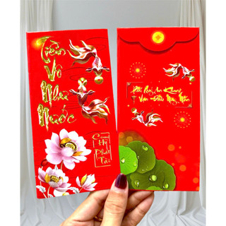 100 bao lì xì mẫu đỏ may mắn năm mới , kt 8x16cm (C41-C50)