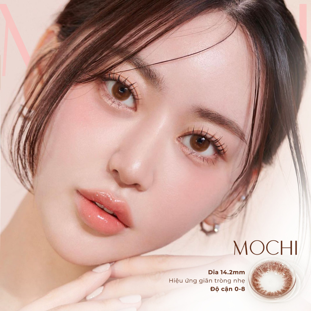 Lens cận Mochi Brown 💥HÀNG CAO CẤP💥 Kính áp tròng có độ 0-8, màu nâu tự nhiên, đường kính 14.2mm