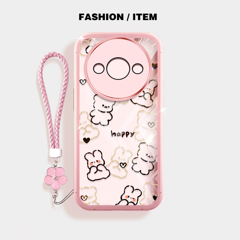 Ốp điện thoại kiểu YBD INS cho Redmi A3 Xiaomi POCO C61 4G Vỏ mềm trong suốt họa tiết gấu bông dễ thương
