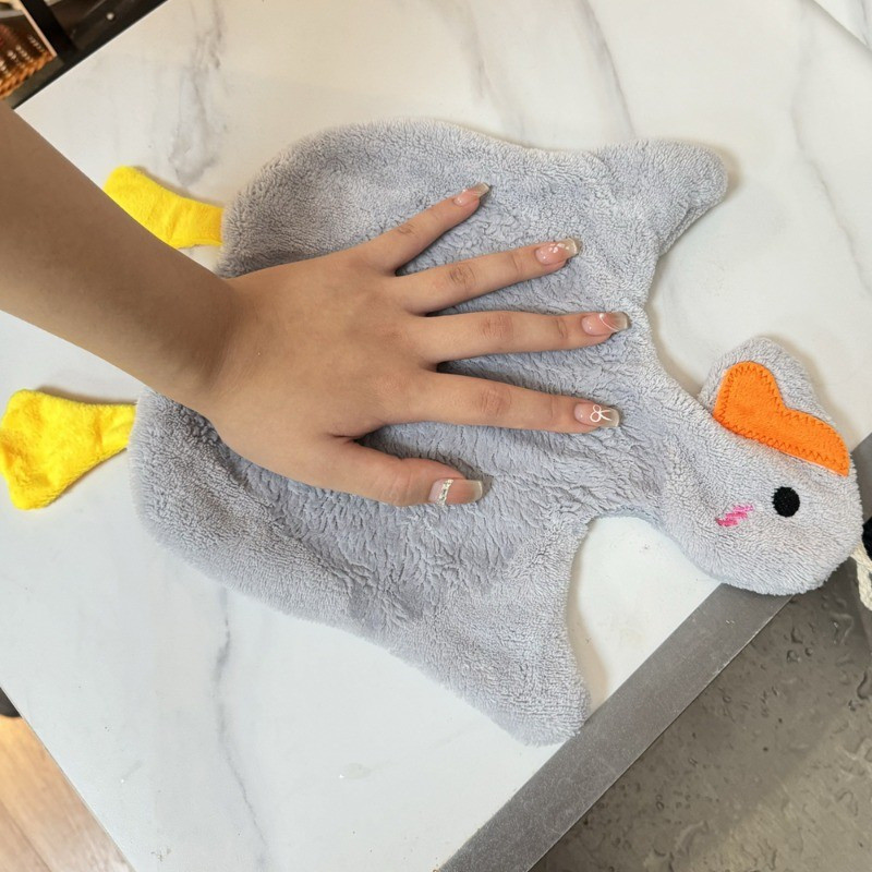 Khăn tay treo hình ngỗng lớn - Mềm thấm, khô nhanh, dày - Dễ thương, hoạt hình - Khăn lau bát đĩa sợi nhỏ - Khăn lau nhà bếp - Khăn sang trọng cho trẻ em