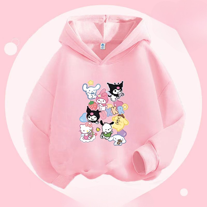 Kuromi Cinnamoroll Áo có mũ trùm đầu thanh niên với nhân vật hoạt hình Anime đáng yêu và lớp lót lông cừu ấm cúng