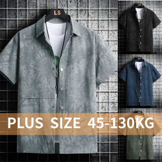 [Plus Size] Áo sơ mi ngắn tay vải lanh Cotton 8XL 7XL dành cho nam mùa xuân Oversize Work Washed In áo chống nhăn