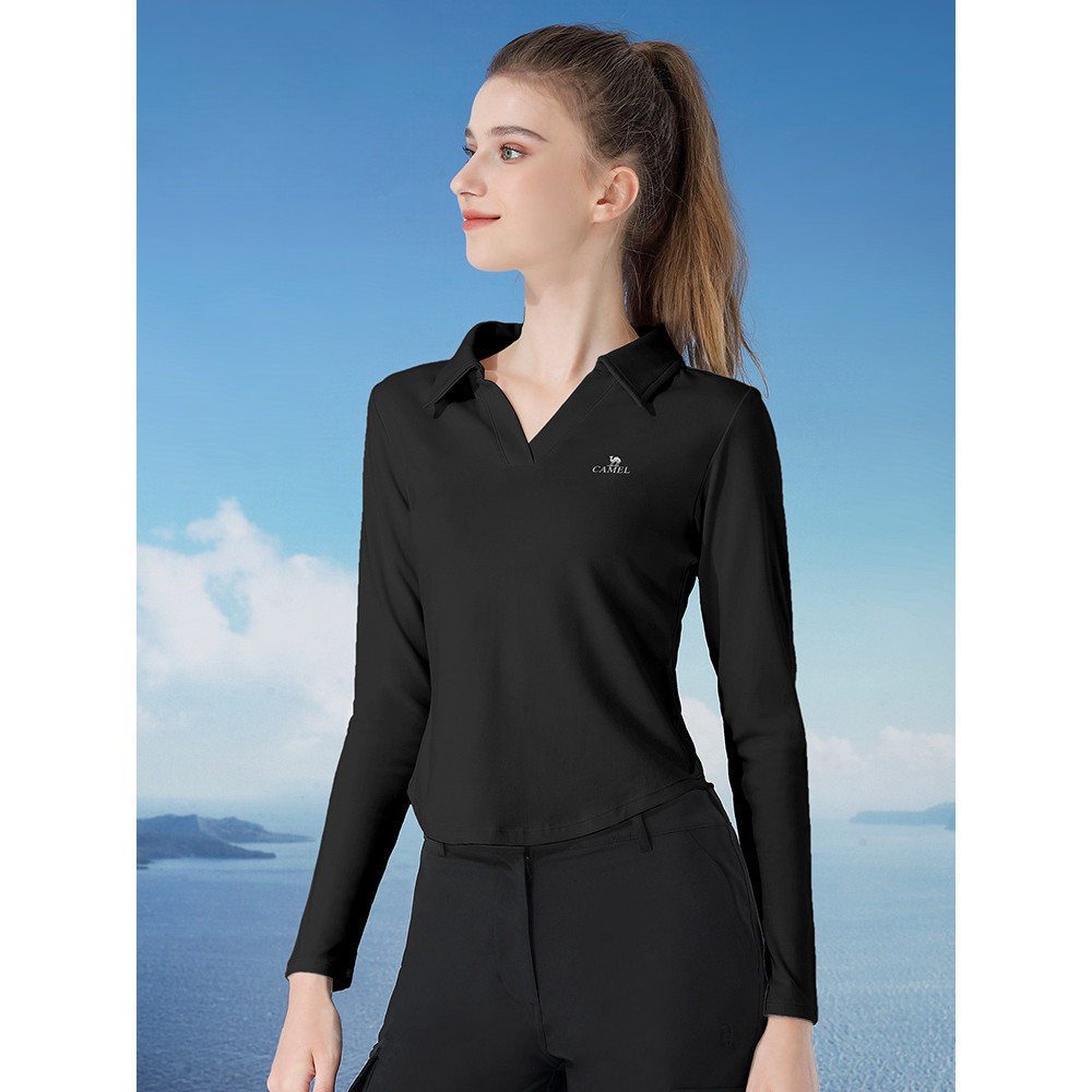 Ảnh Quần áo tập Yoga CAMEL CROWN Áo thun nữ dệt kim dài tay ôm ấm áp mùa thu 2