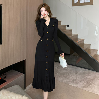 Thu Đông 2024 Phong Cách Mới Dài Tay Người Nổi Tiếng Pháp Sang Trọng Slim-Fit Đuôi Cá Một Cánh