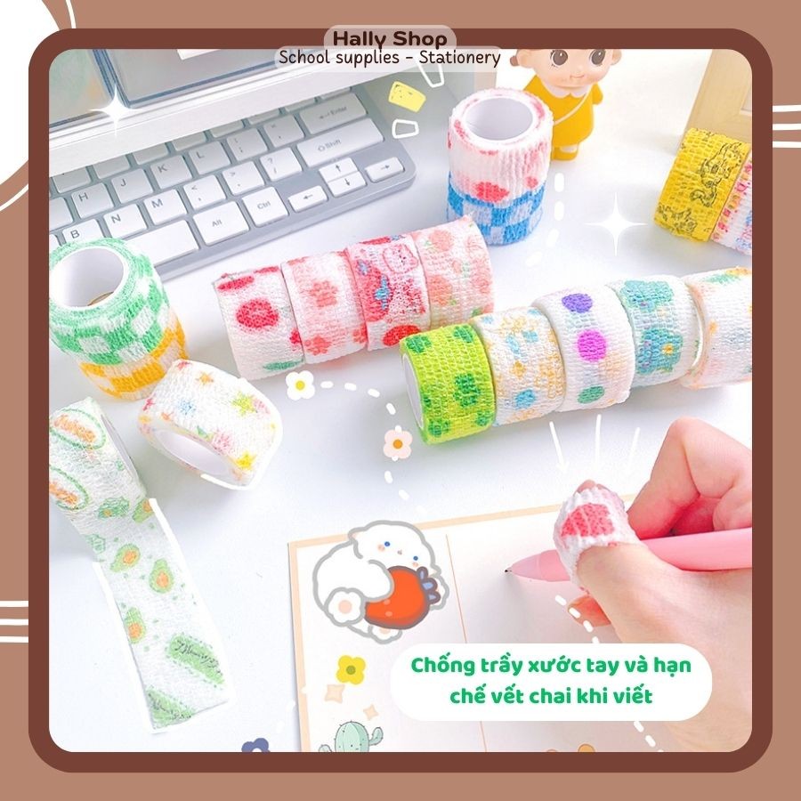Băng Quấn Ngón Tay, Băng Dán Bảo Vệ Bằng Vải Không Dệt Co Dãn Tự Dính Nhiều Họa Tiết Dễ Thương - Hally Shop