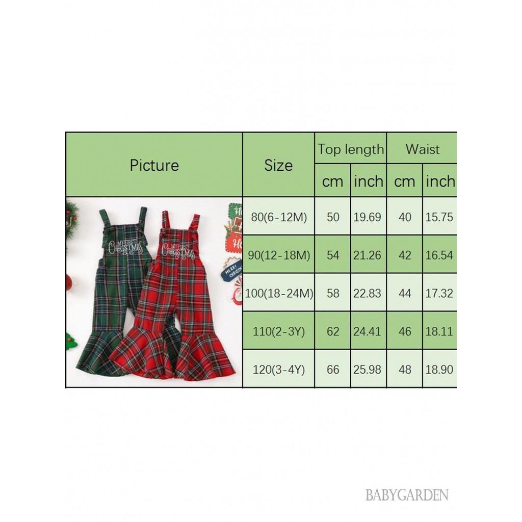 / / -6Month-4years Trẻ Em Bé Gái Áo Liền Quần Giáng Sinh Không Tay Thêu Chữ Kẻ Sọc Suspender Quần loe