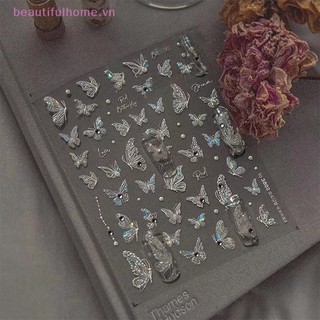[Beautifulhome] Miếng dán móng tay hình con bướm với kim cương Đề can giảm đau lập thể Dính Nail Art Salon DIY Nail Art Người đam mê [làm đẹp]
