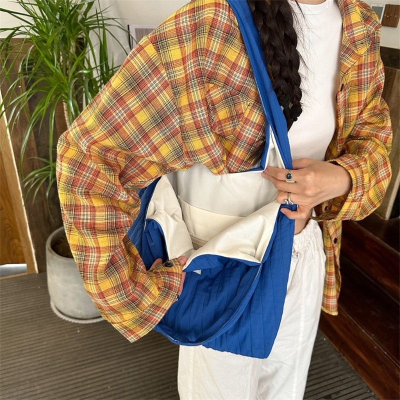 Dasbsug Túi đeo vai bằng vải Polyester dung tích lớn Túi xách nữ thông thường Túi đeo nách