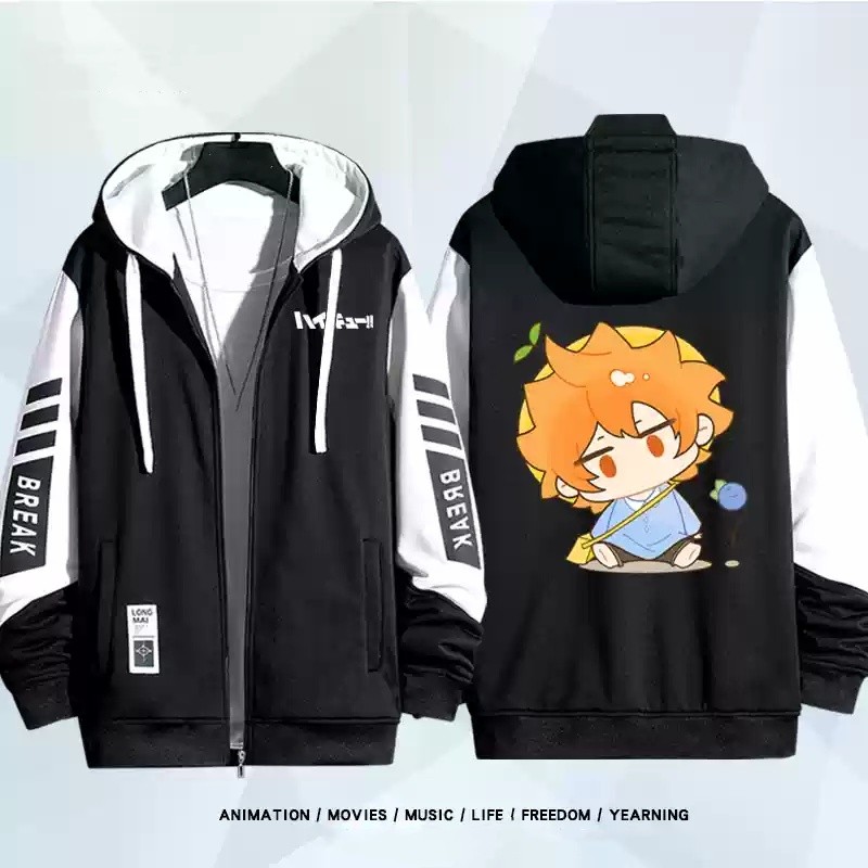 5y Haikyuu Kei Tsukishima adashi Yamaguchi áo khoác dây kéo Áo khoác cardigan áo len Unisex dài tay Top Cosplay