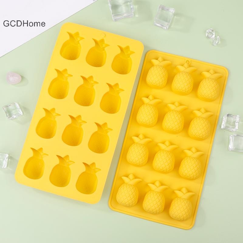 Gcdhome 12 Lỗ Dứa Khuôn Silicon DIY Maker Khay Đá Bánh Sô Cô La Cookie Mousse Muffin Xà Phòng Nướng Khuôn Nóng