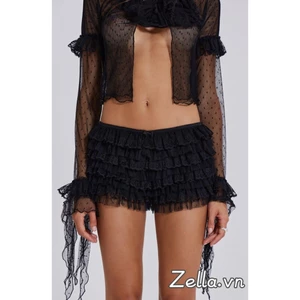 Quần Short Lcae Nữ Mùa Hè Xù Lớp Co Giãn Eo Bloomers Quần Ngắn