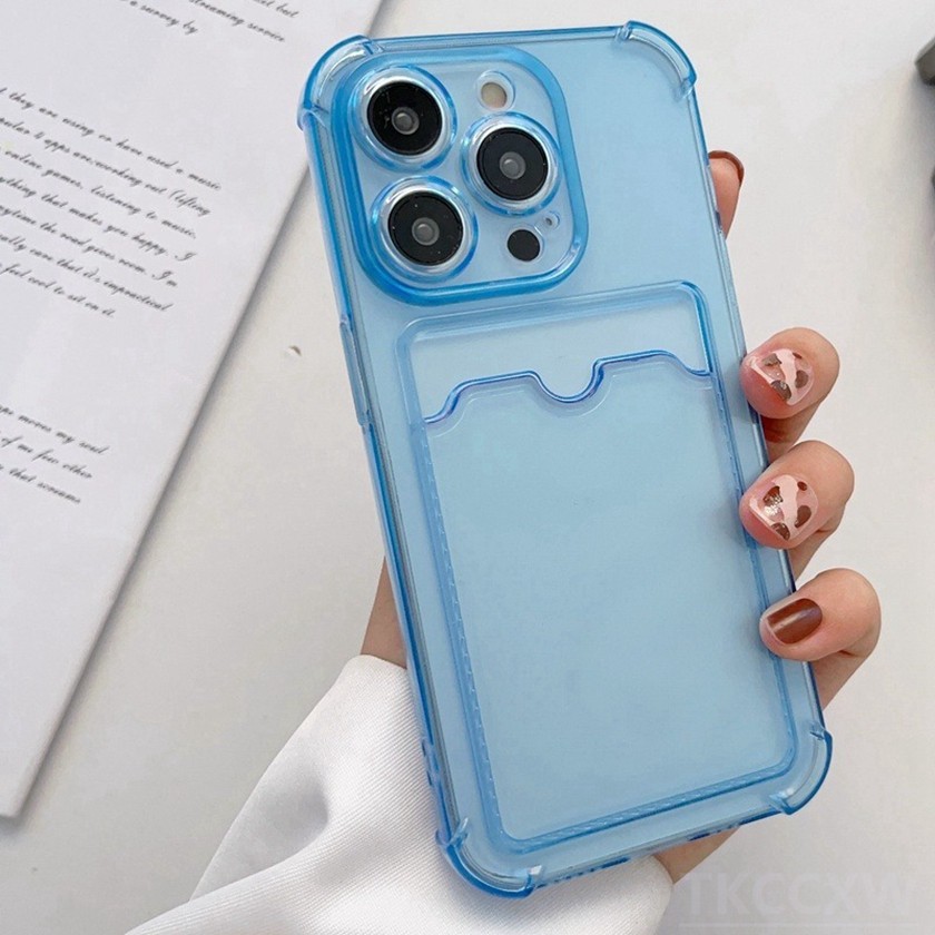 Vỏ chống sốc trong suốt bốn góc chống rơi đầy màu sắc có giá đỡ thẻ Vỏ điện thoại mềm cho OPPO A3X A3 Pro A80 A60 A79 A98 A78 A58 A38 A18 A17 A57 A17K A77 A77S A96 A76