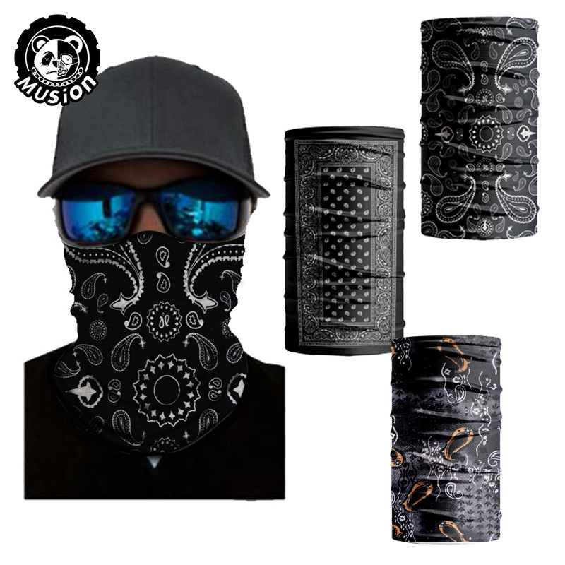 Musion Elastic Magic Bandana Headband Mặt nạ cho xe máy Multifucntional Ice Silk Half Face Mask Balaclava Face Mask
