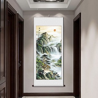 ✨Taishan Sunrise Waterless Scroll Wall Painting Chart Tranh phong cảnh Phiên bản dọc Tiền may mắn Lối vào phòng khách Backer Hộ gia đình treo tường 25.