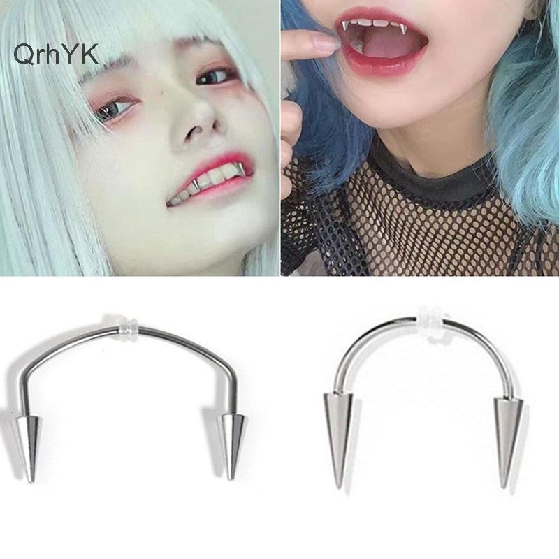 Nhà Máy Thời Trang 1 Thép Titan C Thanh Ma Cà Rồng Fangs Răng Môi Xuyên Punk Spiked Labret Tai Sụn Xuyên Bông Tai 2021 Xu Hướng Trang Sức QrhYK