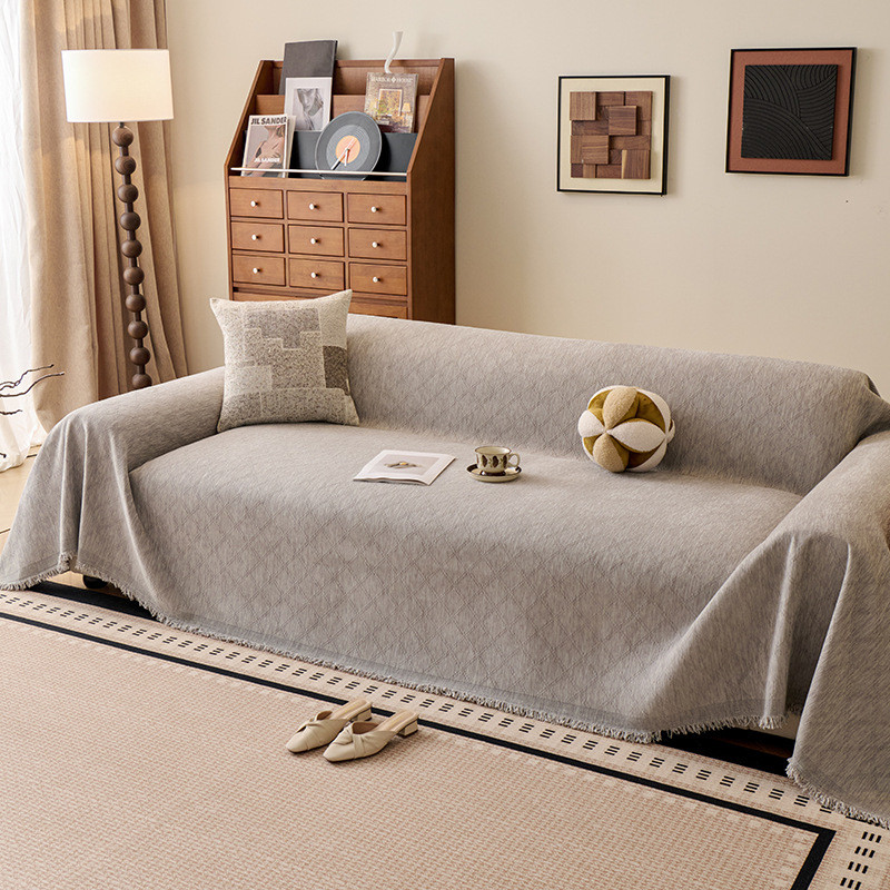 Vỏ Sofa Chenille Có Thể Giặt Được Có Tua Rua, Chăn Sofa Kẻ Sọc Chắc Chắn, Bảo Vệ Nội Thất Thú Cưng, Vỏ Sofa 2 Và 3 Chỗ Cho Sofa Hình Chữ L Đa Năng Chống Trơn Trượt