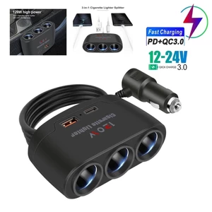 Bộ sạc ô tô Bộ chuyển đổi 12V 24V 3 Ổ cắm bật lửa thuốc lá Bộ chia USB kép LED xe hơi Sạc nhanh cho iP GPS Dashcam