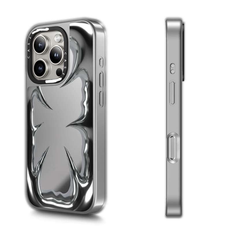 CASECASE X Vỏ Khung Nghiền Kim Loại Hút Từ Tính Đen & Bạc Gương iPhone IPhone 16 15 14 13 12 Pro Max Plus Ốp Lưng Cứng Có Hộp Khắc logo