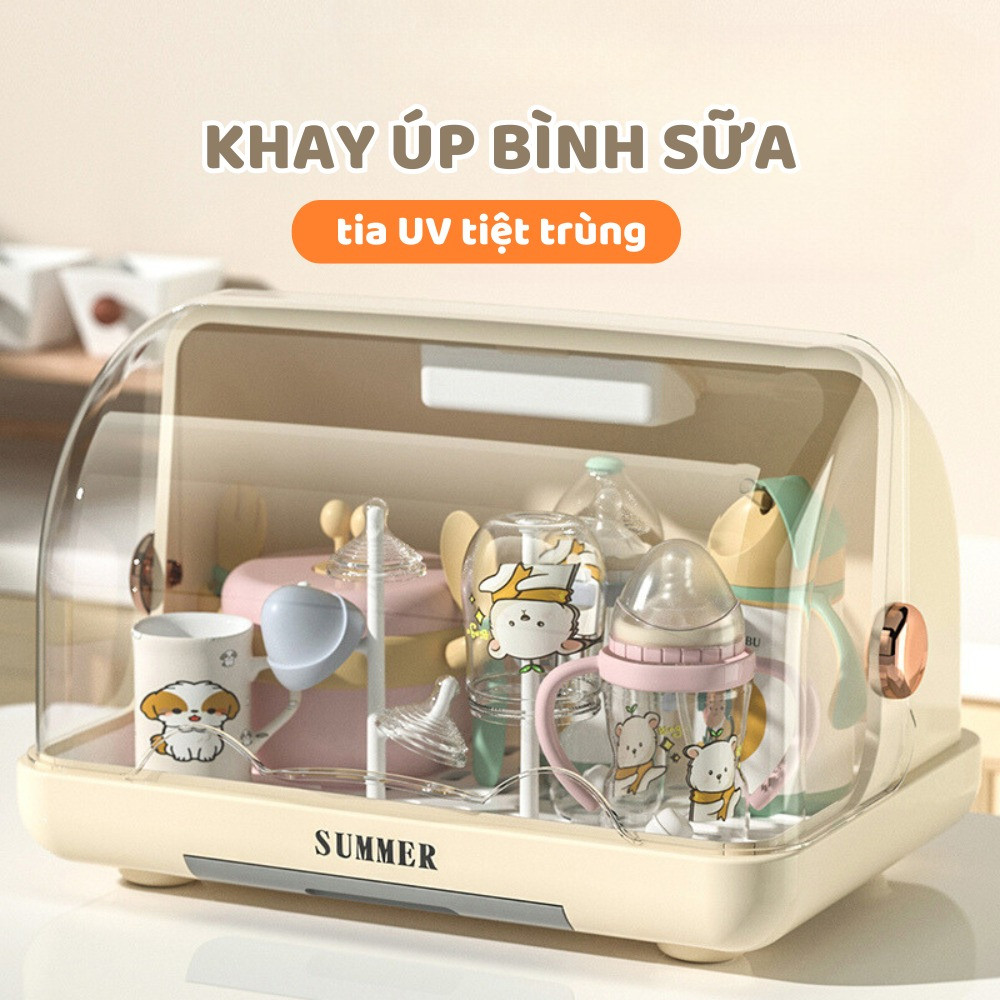 Khay Úp Bình Sữa Tiệt Trùng Bảo Quản Bằng Tia UVC Loại Bỏ Vi Khuẩn 99% Không BPA An Toàn Tiện Dụng