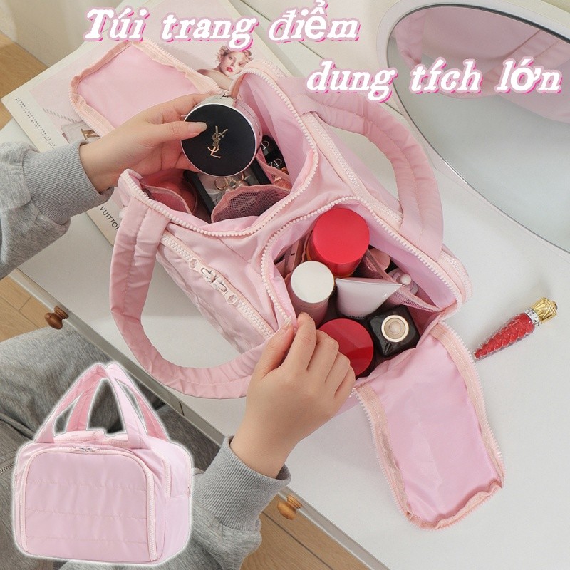 Túi trang điểm dung tích lớn,Túi Đựng Mỹ Phẩm Du Lịch Tiện Lợi,Nhiều ngăn, phân loại lưu trữ
