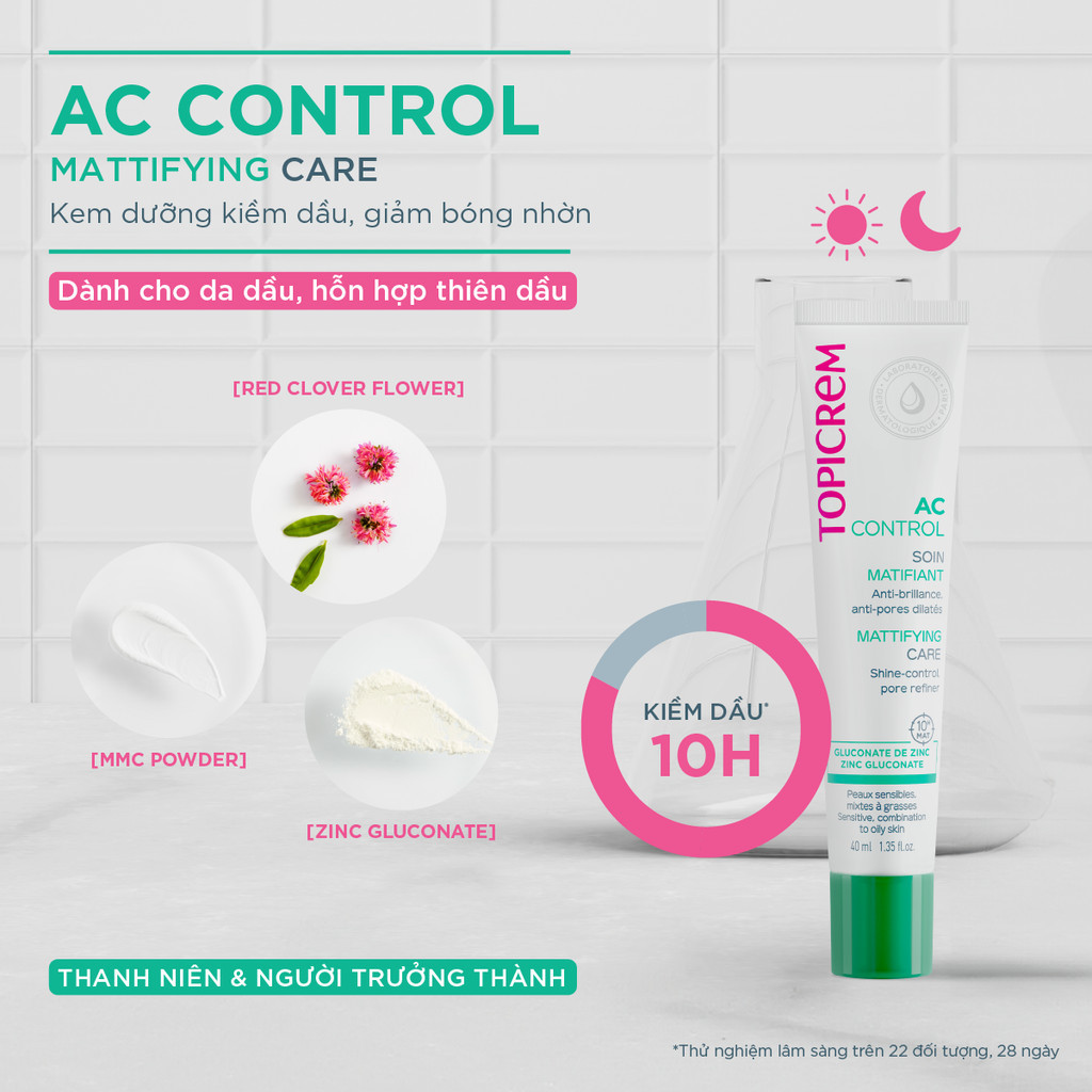 Kem dưỡng ẩm giảm bóng nhờn cho da dầu mụn TOPICREM AC CONTROL MATTIFYING CARE 40ml | Shopee Việt Nam
