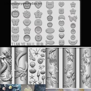 [savemoneyeveryday] 3D Silicone Mềm Móng Tay Đại Dương Nàng Tiên Cá Mẫu Móng Tay Nghệ Thuật Khuôn Cá Vàng Koi NútCarves Bản Mẫu Hoạt Hình Cho Móng Tay Phụ Kiện DIY [vn]