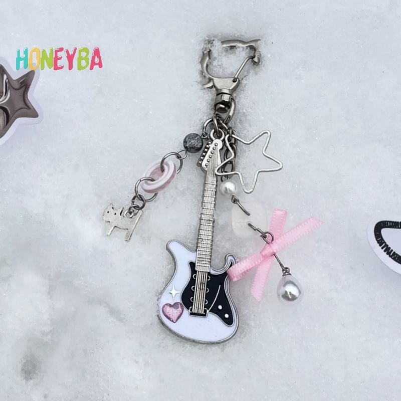 < Honeyba > Y2K Guitar Dành Cho Nam Nữ Thoáng Mát Pentagram Nơ Mặt Dây Chuyền Thời Trang Rock Punk Túi Phụ Kiện Quà Tặng