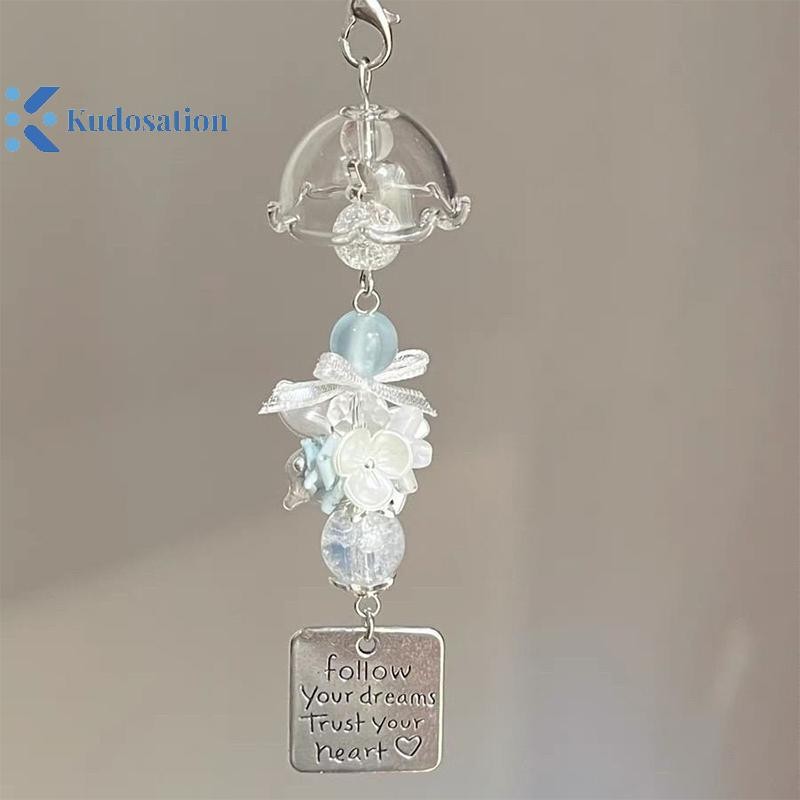 Kudosation Trong Suốt Móc Khóa Chuông Gió Dễ Thương Mặt Dây Chuyền Móc Khóa Điện Thoại Di Động Dây Túi Phụ Kiện Trang Trí Trang Trí Nhà Cửa