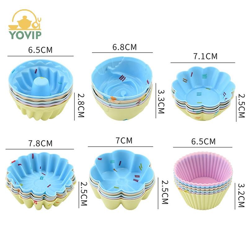 YOVIP 5 Cái / bộ Khuôn Cốc Bánh Silicon 3D Tròn Hình Trái Tim Vuông Bánh Cốc Muffin Cupcake Nhà Bếp Máy Nướng DIY Dụng Cụ Trang Trí Bánh VN
