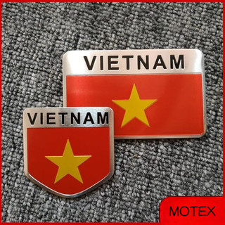 Tem nhôm cờ Việt Nam dán trang trí xe ô tô, xe máy, dán trang trí decor chất liệu hợp kim nhôm.