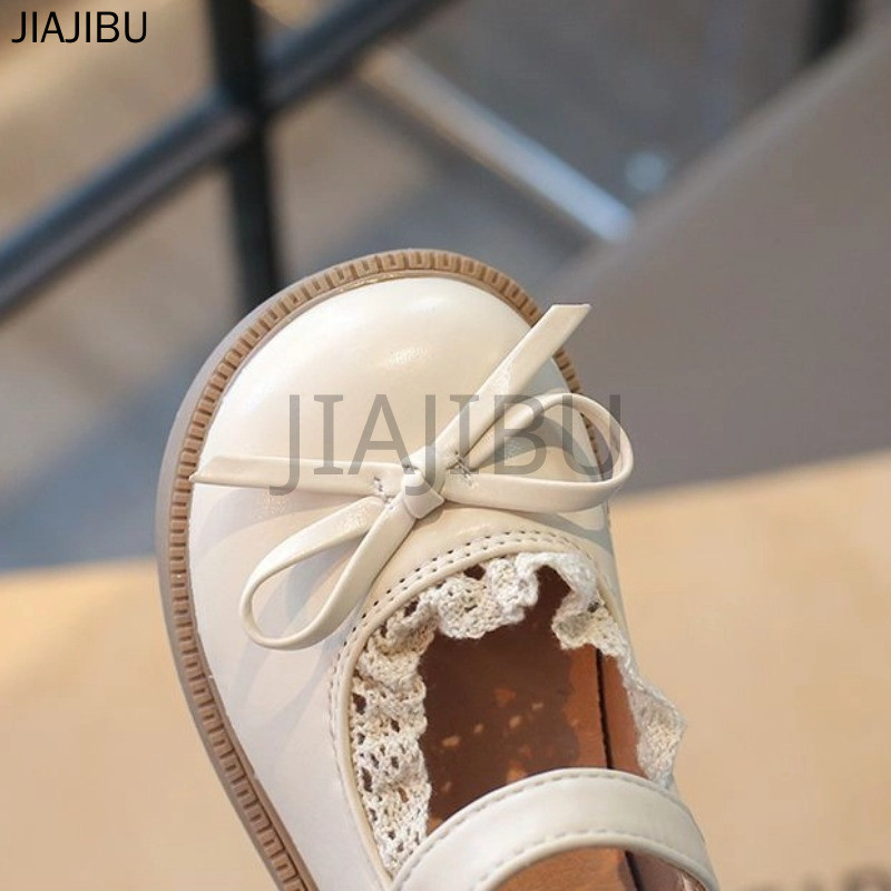 Giày Da Lolita Nơ Màu Be Dễ Thương Cho Bé Gái French Princess Style Lace Cosplay Round-toed Doll Shoes Giày Thời Trang Trẻ Em Giày Đi Học Màu Đen Korean Fashion Non-slip Casual Platform Mary Jane Shoes Giày Đế Mềm Cho Bé