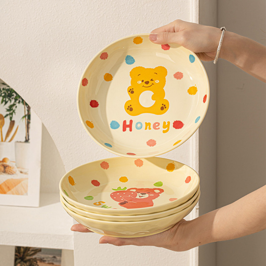 Bát Đĩa Gốm Sứ Cao Cấp In Hình Dễ Thương, Bát Cơm, Đĩa Sứ Phong Cách Cute Đáng Yêu SET018