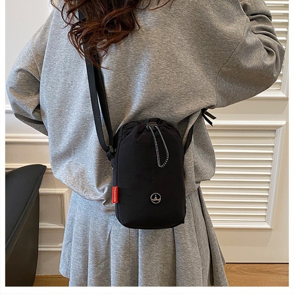 Túi đeo chéo SIMPLEAID, Túi đeo vai đơn bằng vải Nylon thông thường, Phong cách thể thao đa năng Dây rút màu trơn Túi nhỏ Unisex