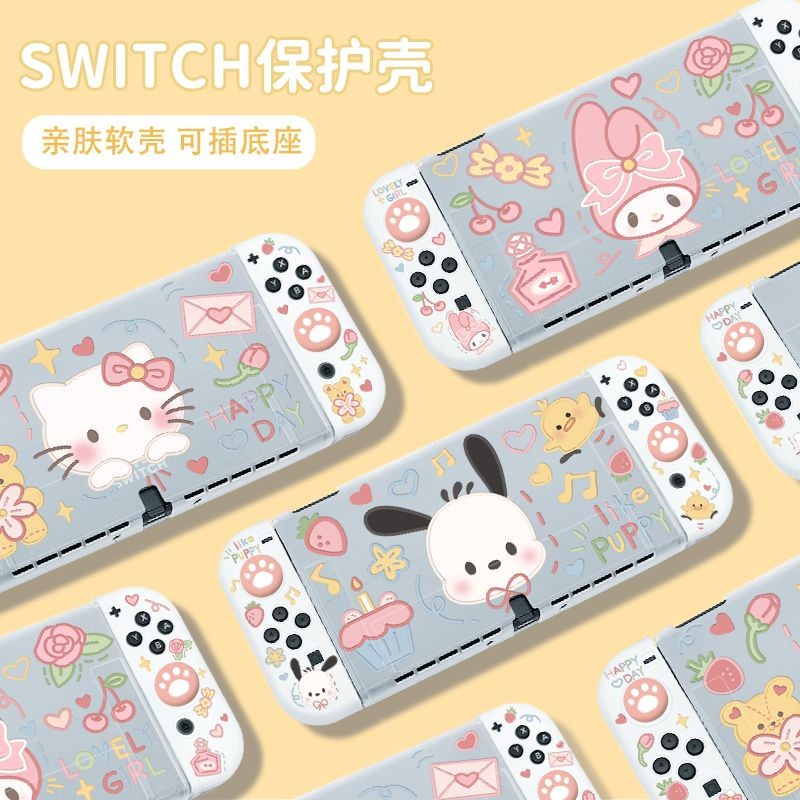 Dễ Thương Hello Kitty Siêu Mỏng Mỏng Full Cover Mềm TPU Silicon Chống Sốc Bảo Vệ Cho NS Nintendo Switch / Switch 2 / Switch Oled