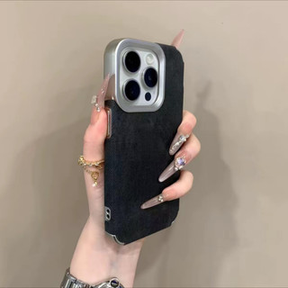Ốp Điện Thoại Họa Tiết Denim Mạ Điện Sang Trọng Cho iPhone16 15 14 13 12 11 Pro Max Chống Sốc Bảo Vệ Camera Ốp Lưng Mềm Chống Rơi