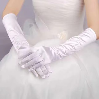 Găng tay retro satin co giãn, phụ kiện thời trang cho cô dâu và cosplay