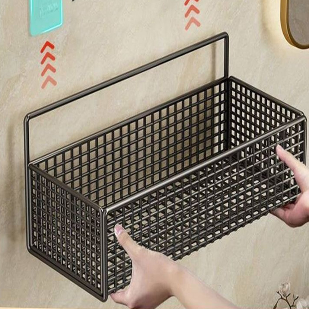 [H & L] Kệ phòng tắm lắp đặt không dấu vết - Lưu trữ treo tường bằng sắt, Không cần dụng cụ sắp xếp không gian cho đồ vệ sinh / gia vị, Giải pháp trang trí nhà màu đen / trắng