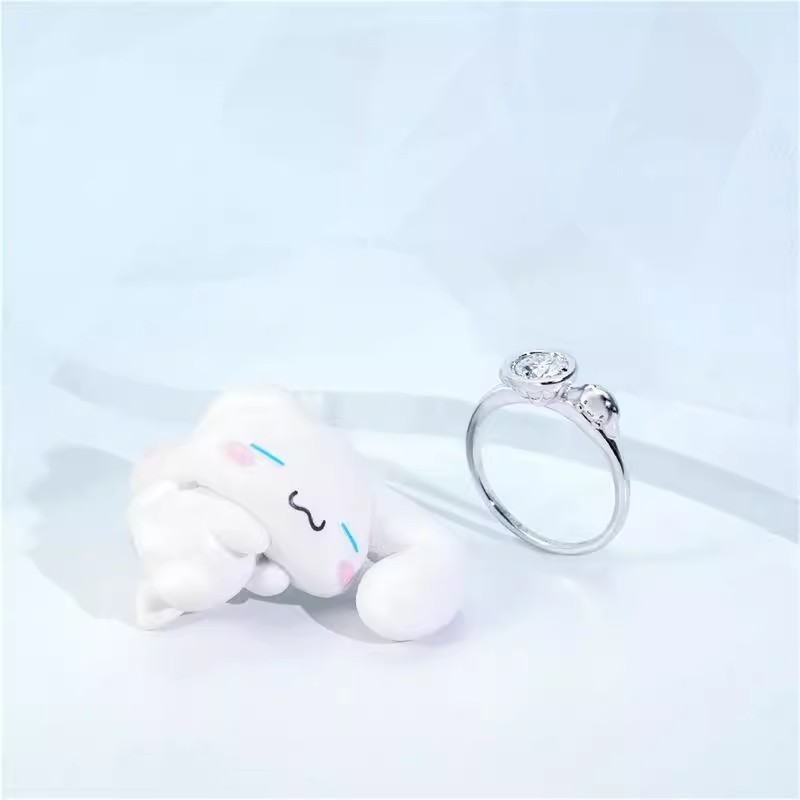 Cinmamoroll Moissanite Series Chó Lớn Hạnh Phúc Cà Phê Đơn Nhẫn Kim Cương Thời Trang Cao Cấp Phụ Kiện Tay