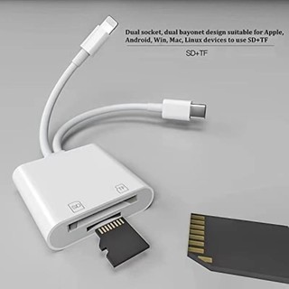 Fonken đầu đọc thẻ SD 3 trong 1 tương thích iPhone iPad chuyển đổi USB C sang Micro SD TF hỗ trợ ảnh camera USB tốc độ