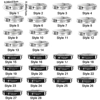 DAMAO Trích dẫn truyền cảm hứng Braclets, Câu Kinh thánh có thể điều chỉnh Vòng tay tình bạn gia đình, Dây đeo cổ tay bằng thép không gỉ / PVC Bạc Cross Braclets Tôn giáo