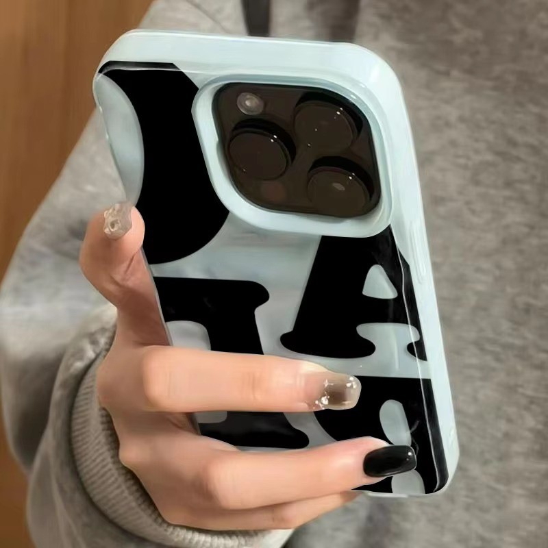 Họa Tiết Chữ Đơn Giản Gấp Họa Tiết Ốp lưng iPhone 17 Air 16 15 14 Plus 13 12 11 Pro Max Màu Kẹo Silicon Mềm Chống Sốc Ốp Lưng
