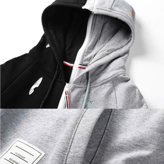 Áo Khoác Thom Thêu Cá 2 Mảnh Đen Xám Double - Six. Áo Nỉ, Áo Hoodie Dày Dặn