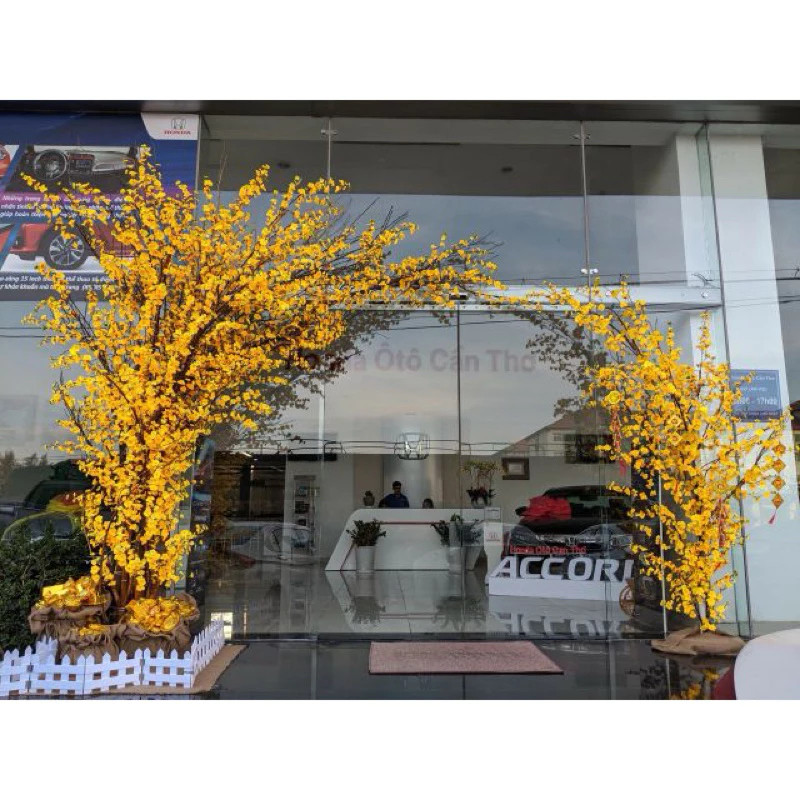 Sỉ Combo 10 Cành Hoa Mai Hoa Đào Giả Trang Trí , Decor Làm Cây Hàng Đẹp 5 nhánh