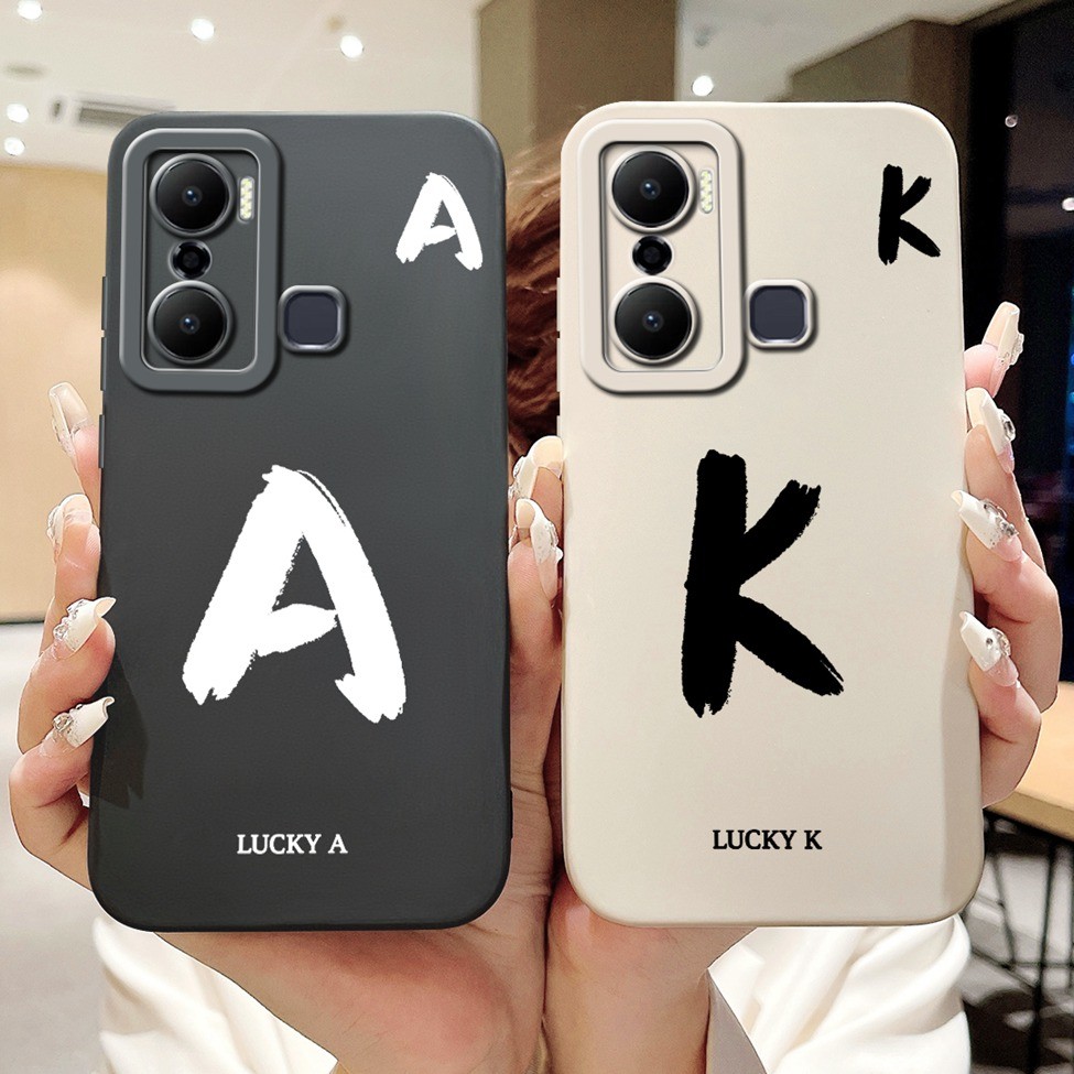 Infinix Hot 20Play X6825 Bao Infinix Hot 20 Play Case Chữ Thời Trang Đơn Giản Thiết Kế Họa Tiết A-Z Ốp Lưng Chống Sốc Silicon