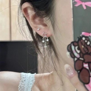 Bông tai tua rua rỗng hình ngôi sao năm cánh zircon siêu nhấp nháy