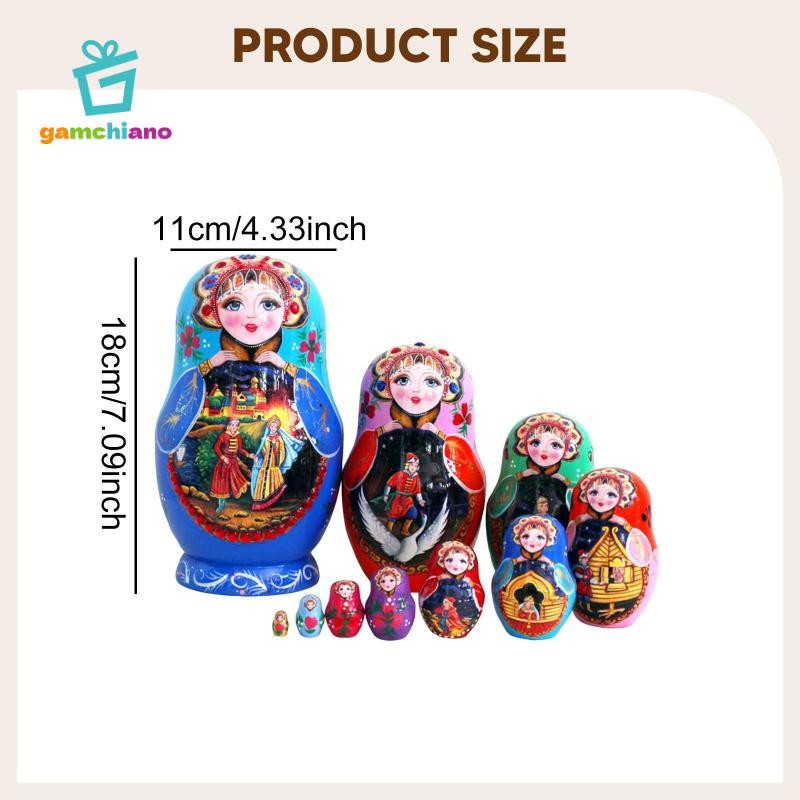 Gamchiano 10 Miếng Làm Tổ Búp Bê Matryoshka Xếp Chồng Bộ Sưu Tập Thủ Công Gỗ Dễ Thương Xếp Chồng Tổ Bộ Để Trang Trí Nhà Cửa Sinh Nhật