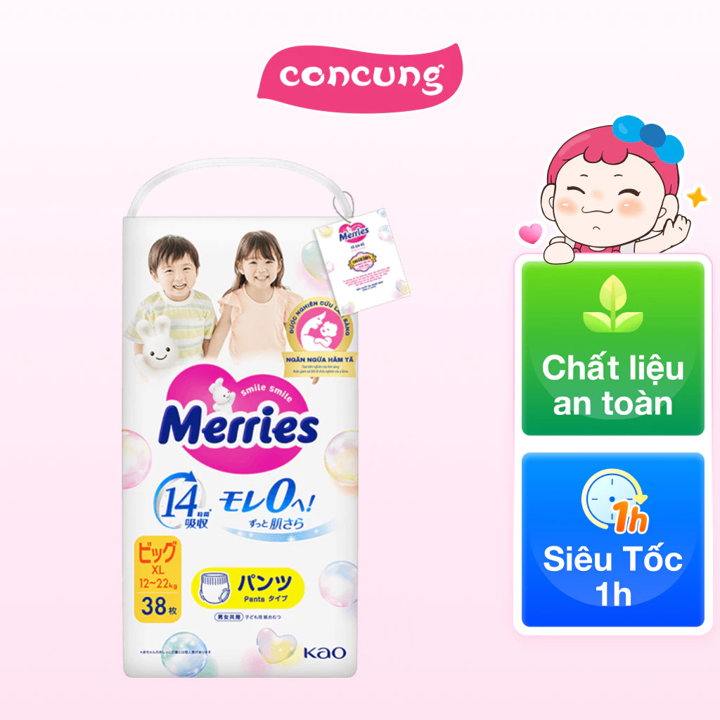 Tã quần Merries (XL, 12-22kg, 38 miếng)